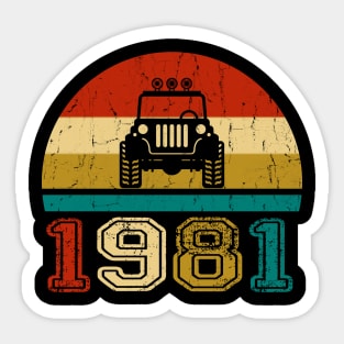 Vintage Jeep 1981 Birthday Jeep Gift Sticker